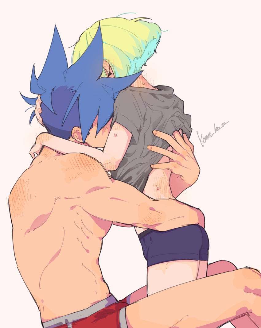 lio fotia and galo thymos (promare) drawn by kome_1022