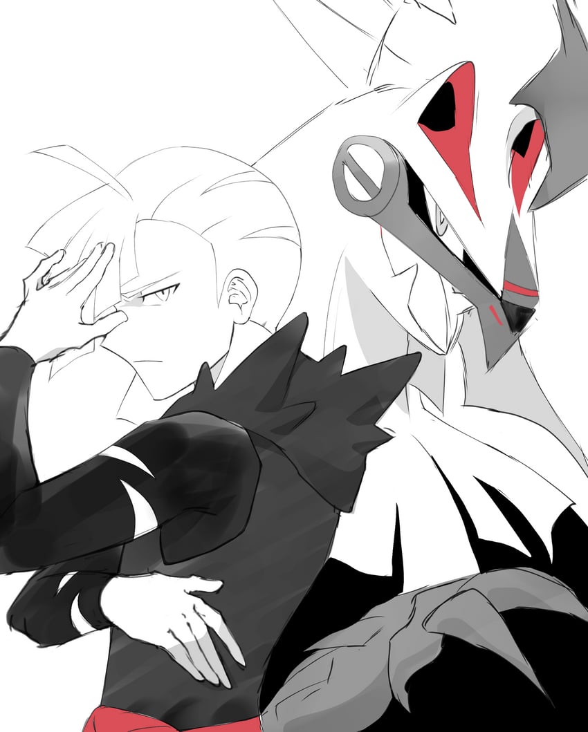 gladion and silvally (pokemon and 1 more) drawn by sioma709iie