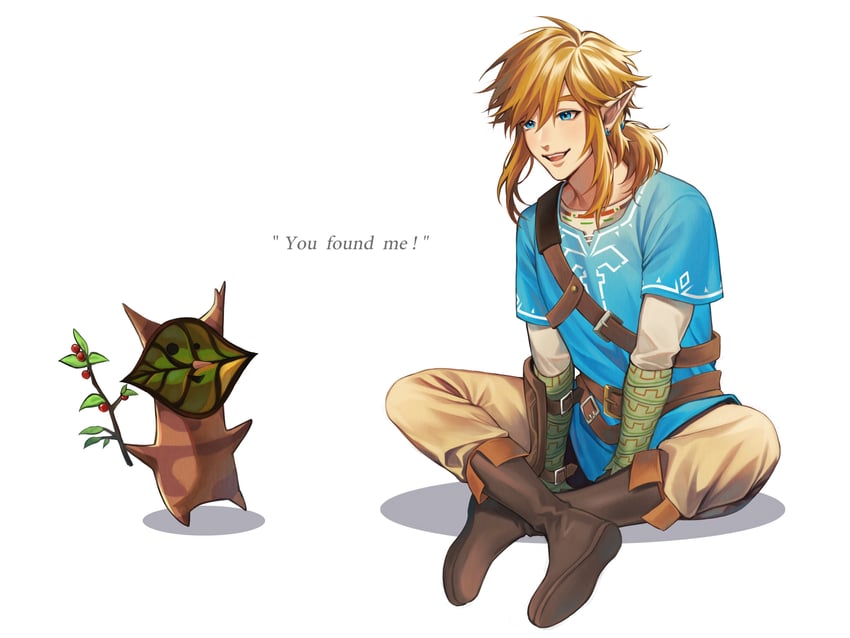 link and korok (the legend of zelda and 1 more) drawn by montaro