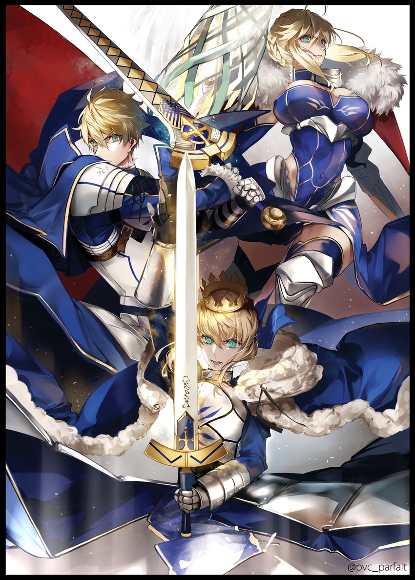 artoria pendragon, saber, and arthur pendragon (fate and 6 more) drawn by pvc_parfait