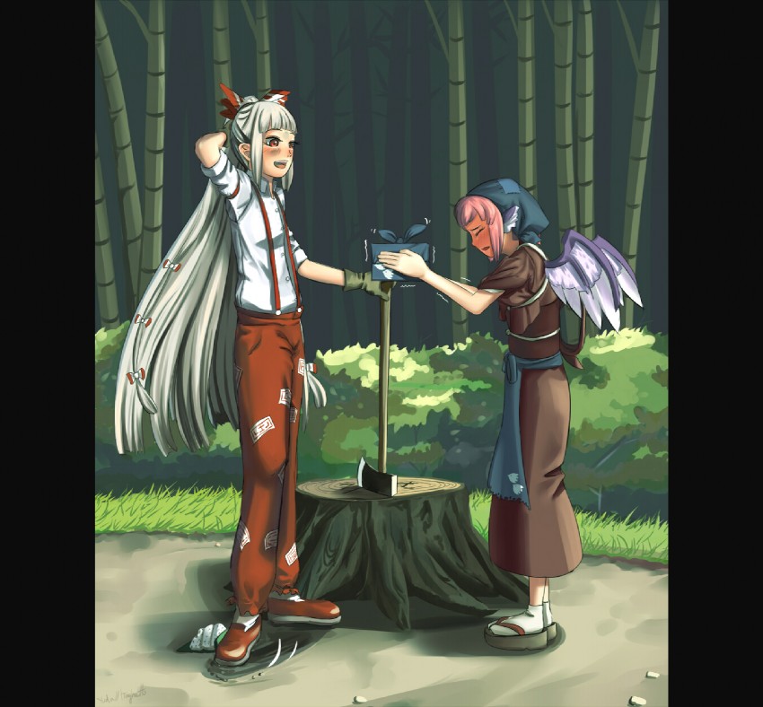 fujiwara no mokou, mystia lorelei, and okamisty (touhou and 1 more) drawn by traghetto