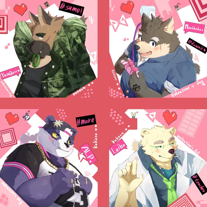 moritaka, yasuyori, leib, and alp (tokyo afterschool summoners) drawn by o3o_luri