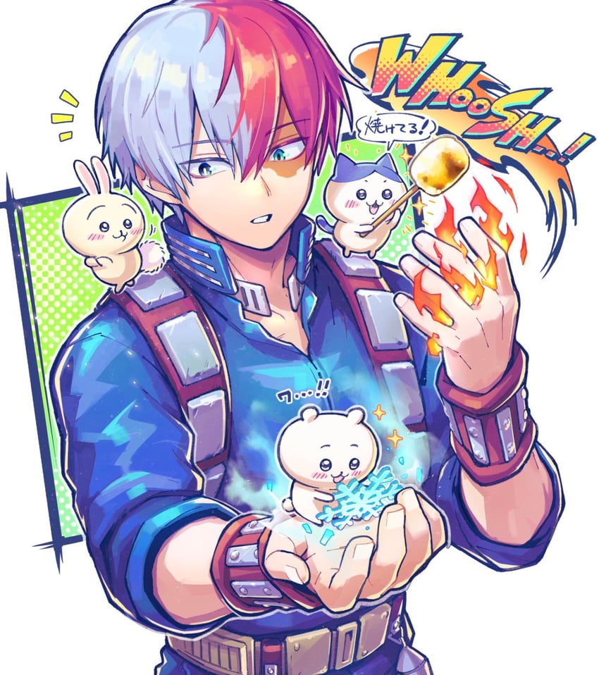 todoroki shoto, chiikawa, hachiware, and usagi (boku no hero academia and 1 more) drawn by mecyo_(mamezurushiki)