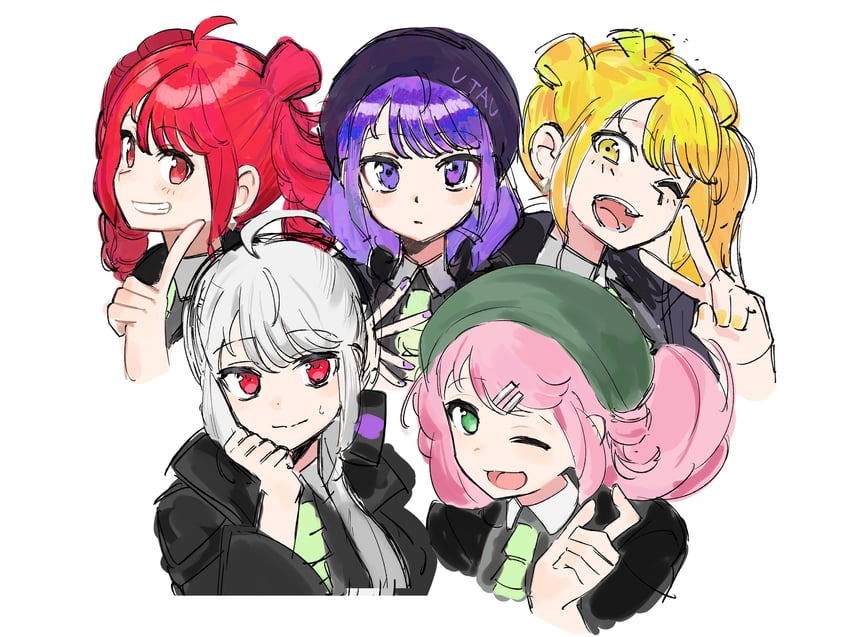 kasane teto, yowane haku, akita neru, utane uta, and momone momo (vocaloid and 1 more) drawn by asure_tapioka