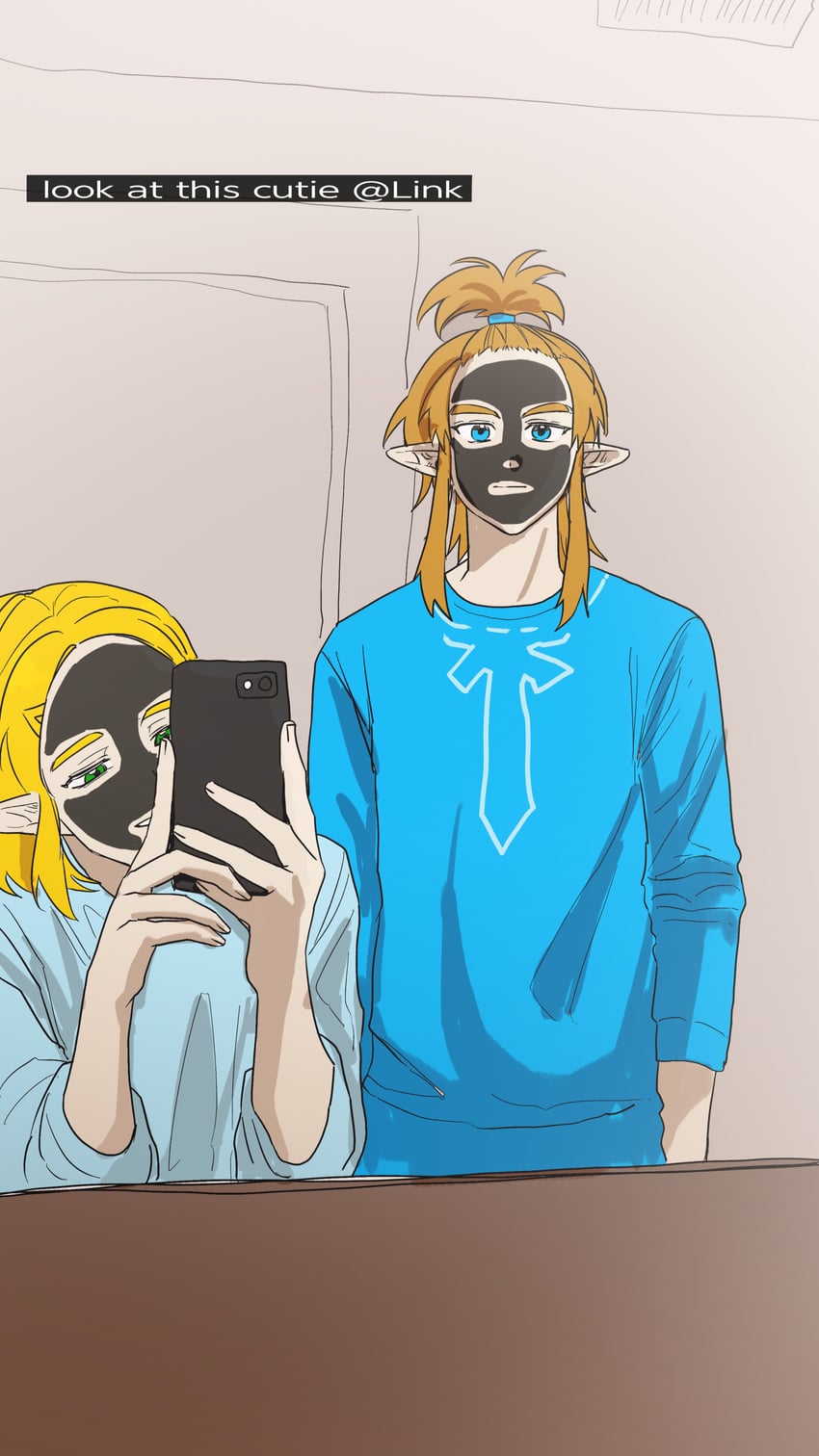 link and princess zelda (the legend of zelda and 1 more) drawn by big_egg526
