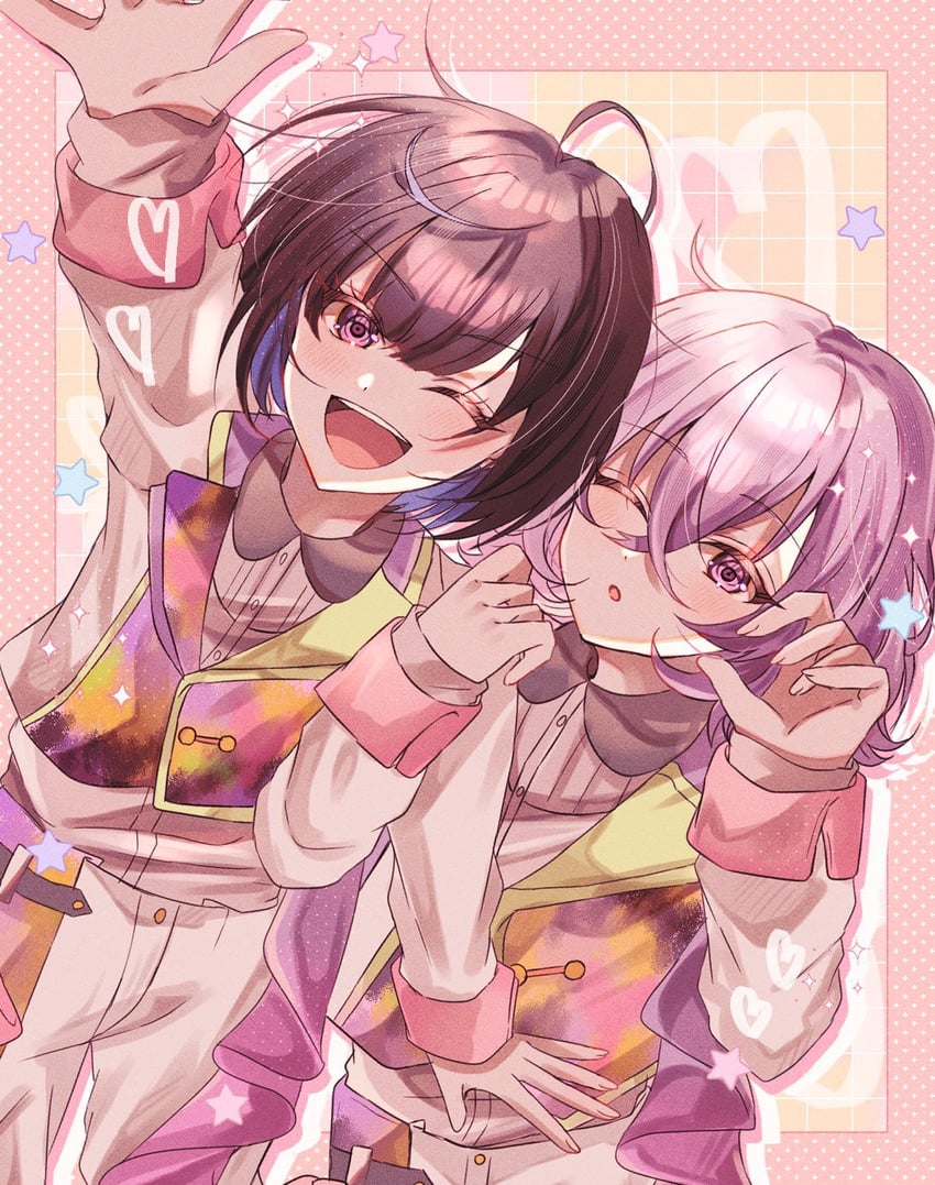 sagiri esu and hanamura fuyume (ensemble stars!) drawn by mo_iv