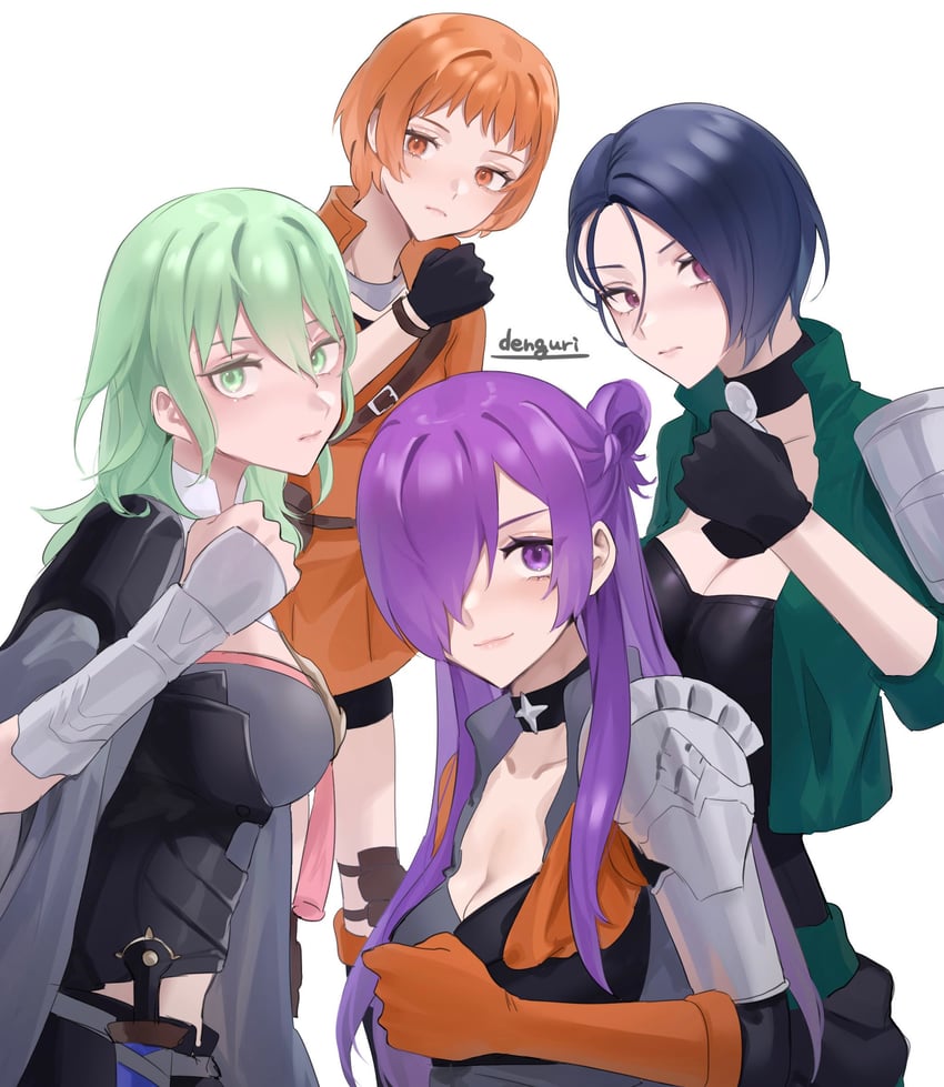 female byleth, female shez, leonie pinelli, and shamir nevrand (fire emblem and 2 more) drawn by sakuramotikun