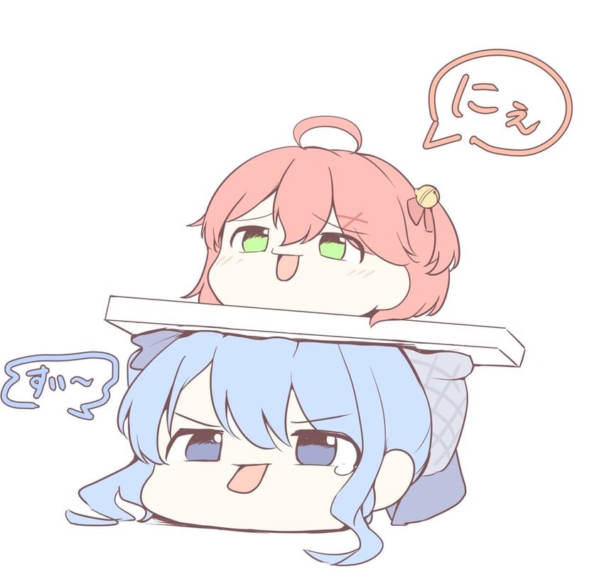hoshimachi suisei and sakura miko (hololive) drawn by mamemo_baka