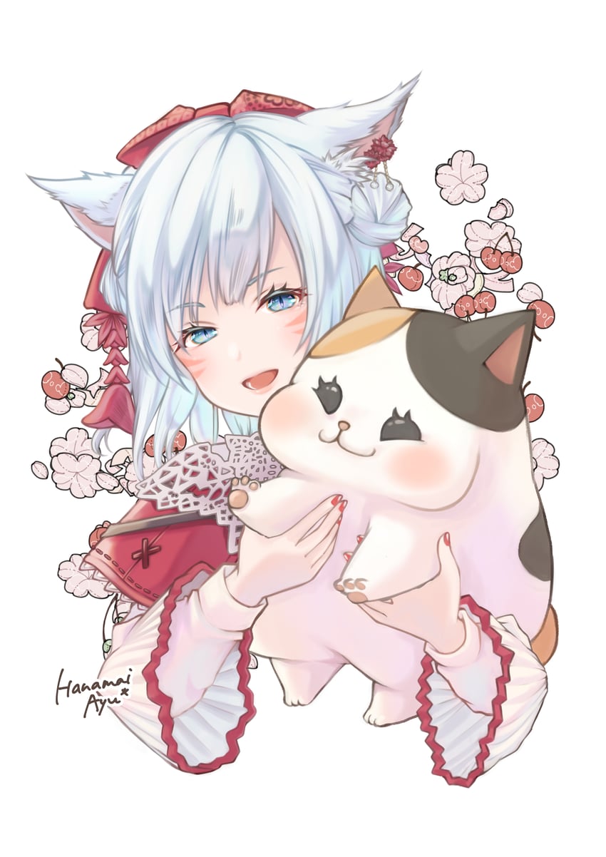 warrior of light and fat cat (final fantasy and 1 more) drawn by ayulilith