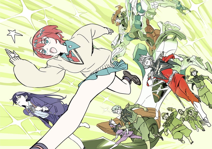 amate yuzuriha, char aznable, nyaan, challia bull, gquuuuuux, and 5 more (gundam and 1 more) drawn by nishieda