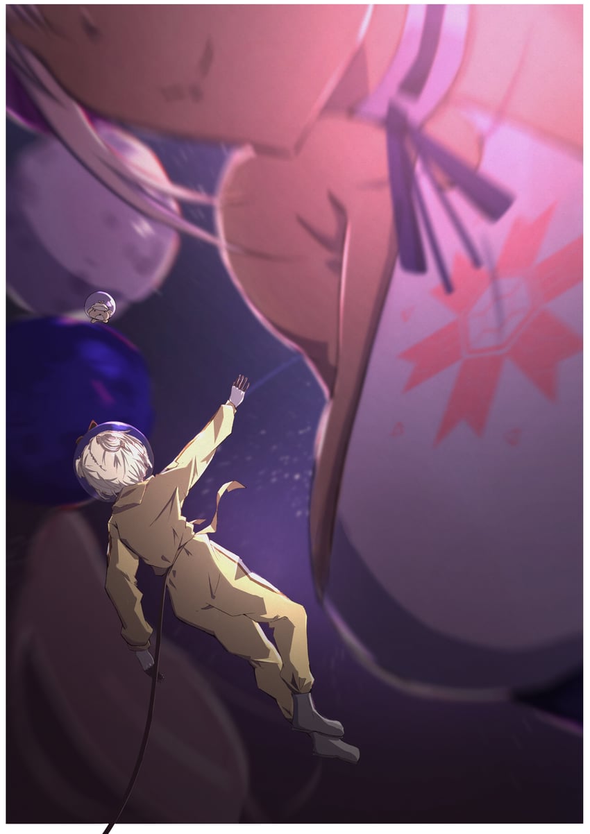 watson amelia, tsukumo sana, and bubba (hololive and 1 more) drawn by ai_fo4