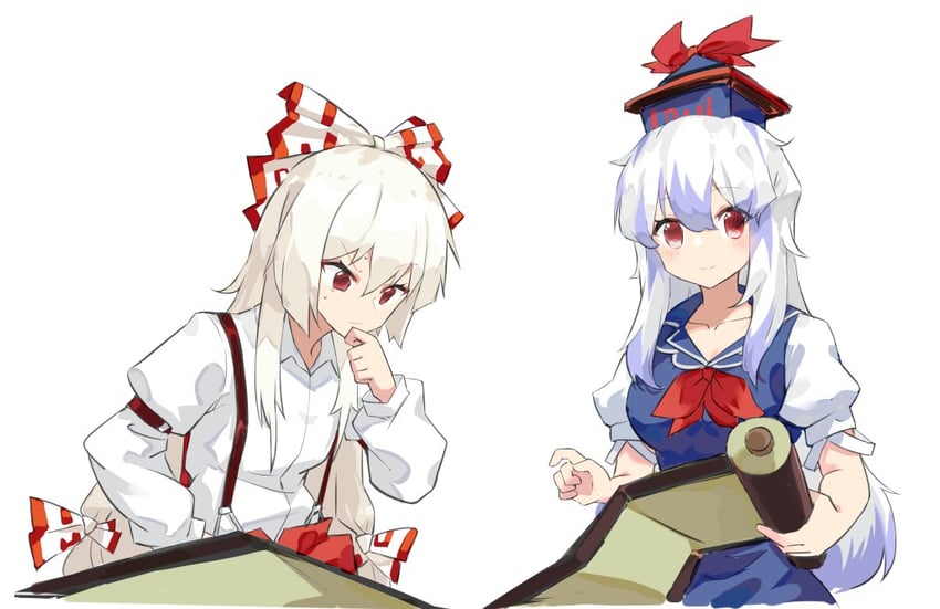 fujiwara no mokou and kamishirasawa keine (touhou) drawn by nejikyuu
