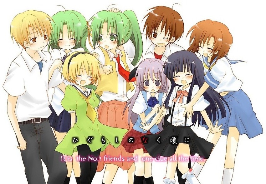 furude rika, ryuuguu rena, houjou satoko, sonozaki mion, hanyuu, and 3 more (higurashi no naku koro ni)