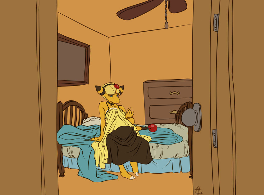 elesa and ampharos (pokemon and 1 more) drawn by therabbitd