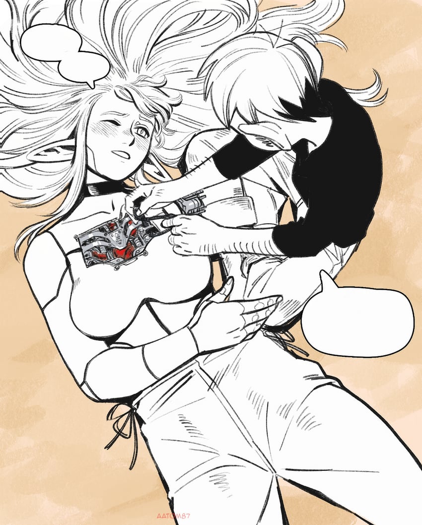 marcille donato and chilchuck tims (dungeon meshi) drawn by aatom87