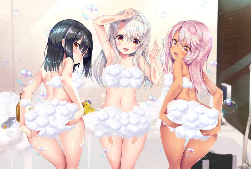 illyasviel von einzbern, chloe von einzbern, and miyu edelfelt (fate and 1 more) drawn by sasorigatame