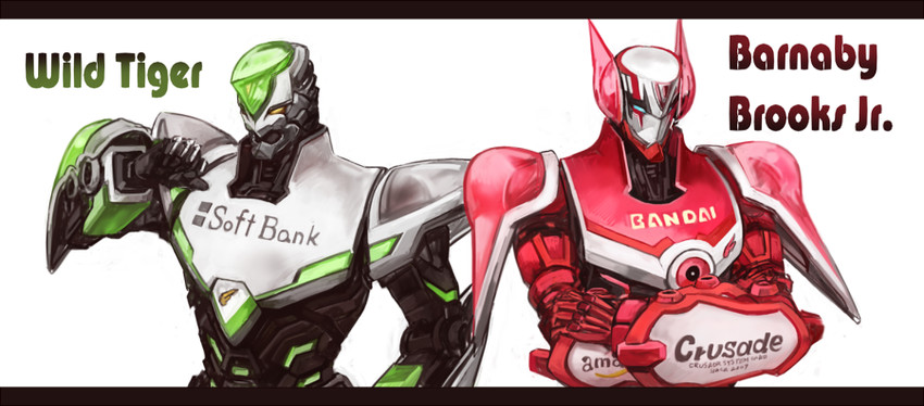 barnaby brooks jr., kaburagi t. kotetsu, and wild tiger (tiger & bunny) drawn by sachito