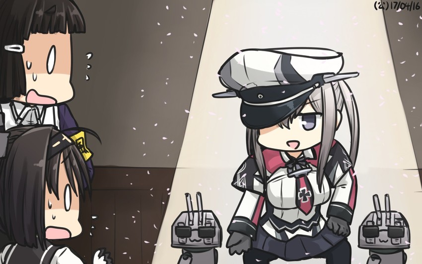 graf zeppelin, akizuki, myoukou, and chou-10cm-hou-chan (kantai collection) drawn by hamu_koutarou