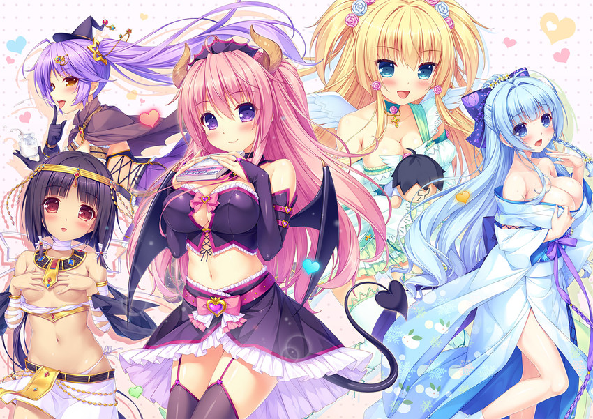 arisegawa arle, ayasaki yuu, kiritani riria, fujima emiri, and aoi miyabi (boku to koi suru ponkotsu akuma.) drawn by sayori_(neko_works)