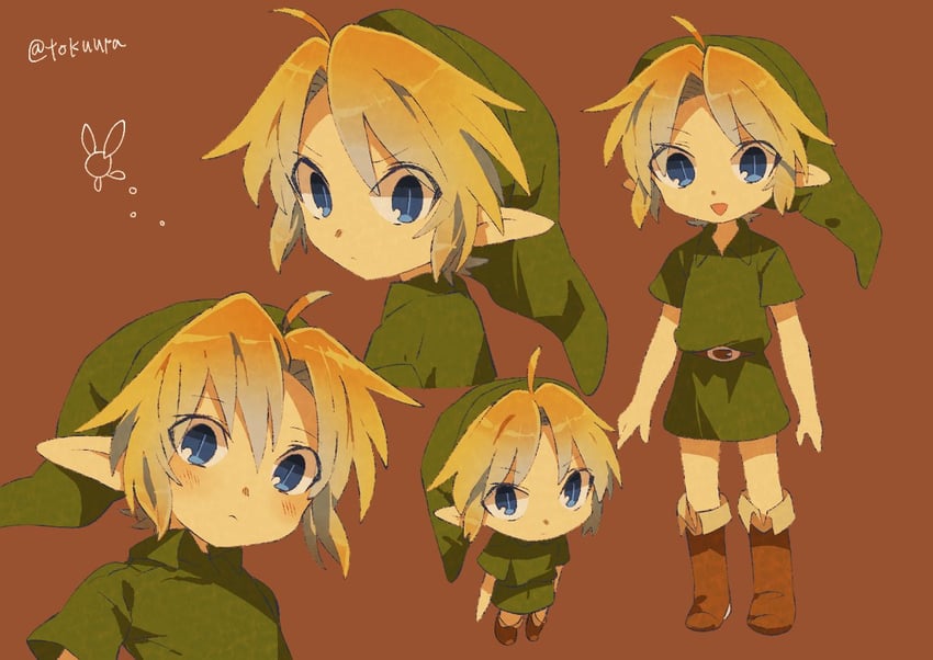 link, young link, and navi (the legend of zelda and 1 more) drawn by tokuura