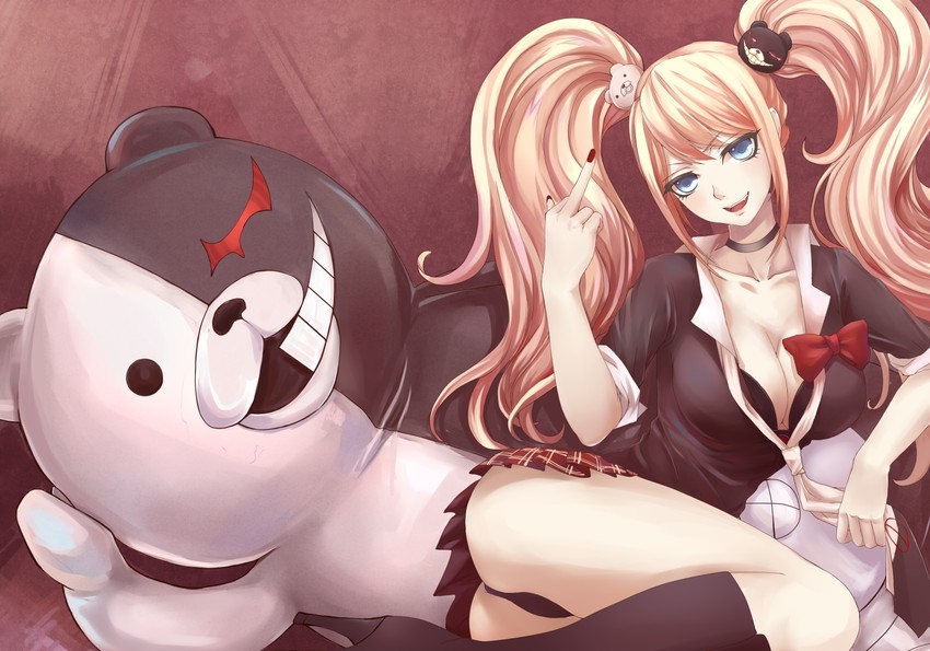 enoshima junko and monokuma (danganronpa and 1 more) drawn by ringovalent