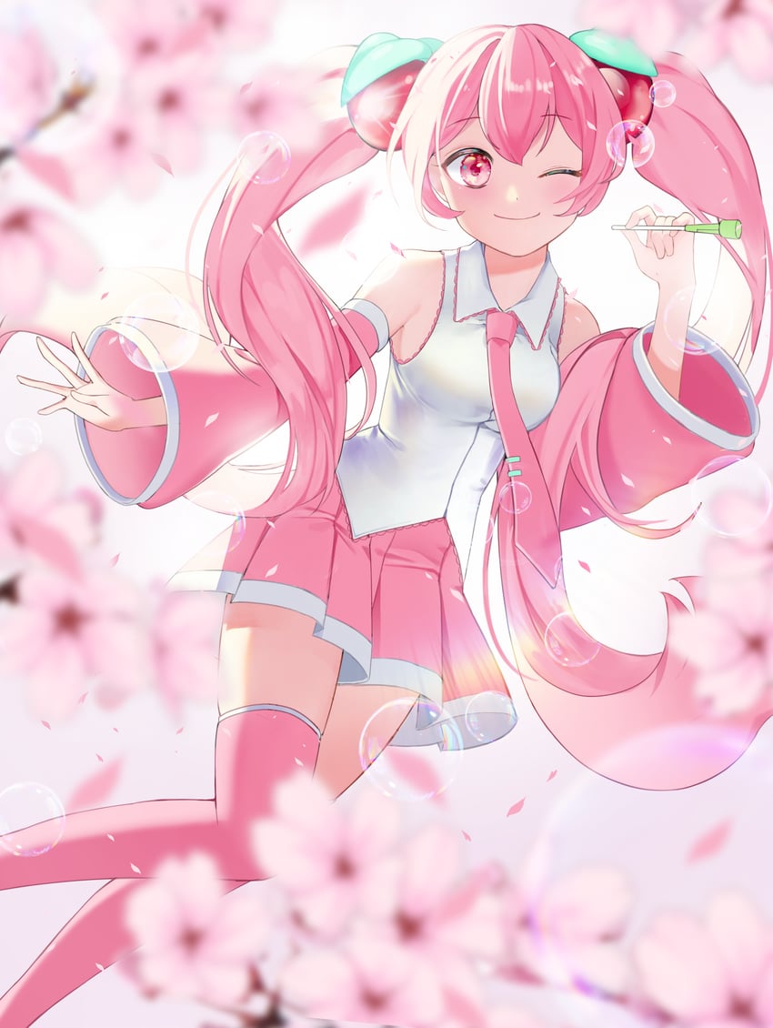 hatsune miku and sakura miku (vocaloid) drawn by 2ham_(ninana228)