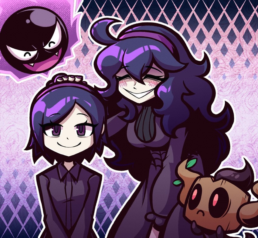 hex maniac, gastly, and phantump (pokemon and 1 more) drawn by sirdusterbuster