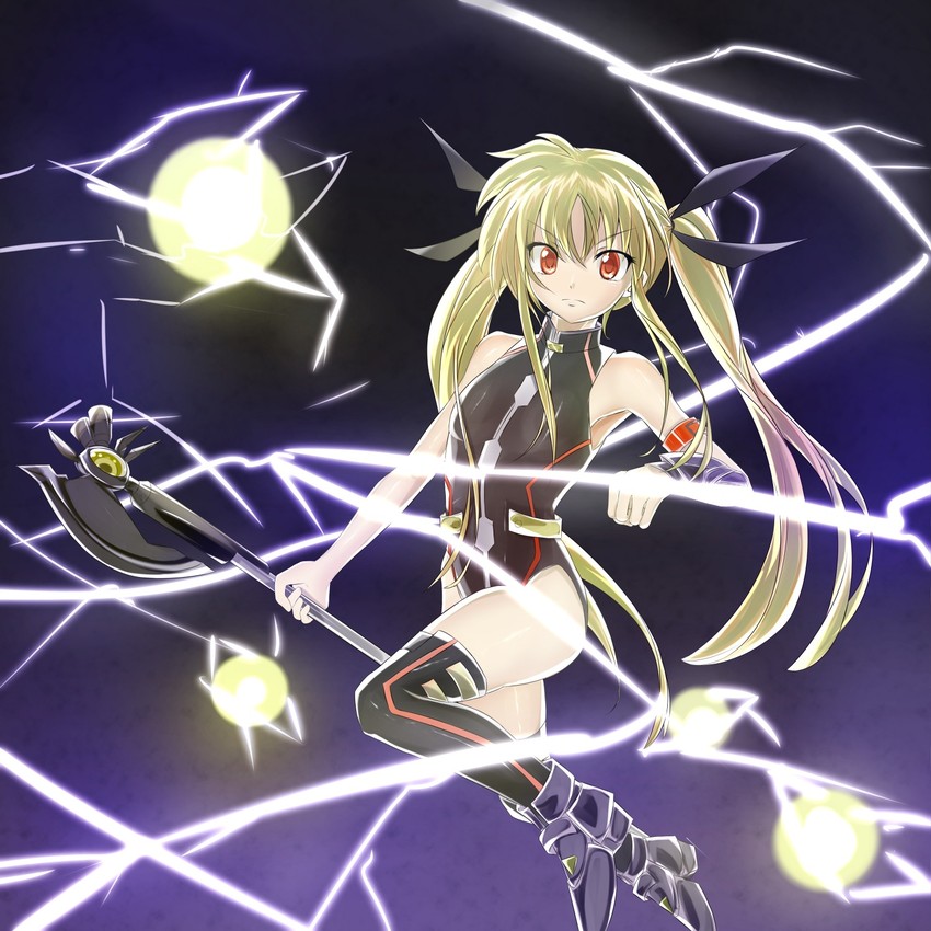 fate testarossa and bardiche (lyrical nanoha and 3 more) drawn by sonyntendo