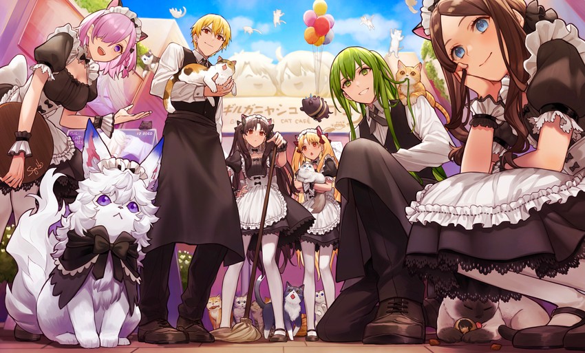 mash kyrielight, fujimaru ritsuka, gilgamesh, ereshkigal, ishtar, and 3 more (fate and 3 more) drawn by siya_ho