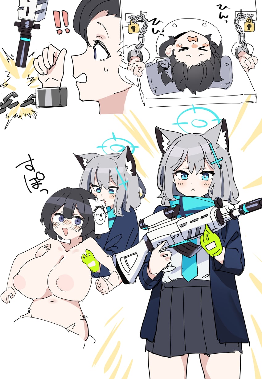 sensei, doodle sensei, shiroko, and female sensei (blue archive) drawn by zea_lark