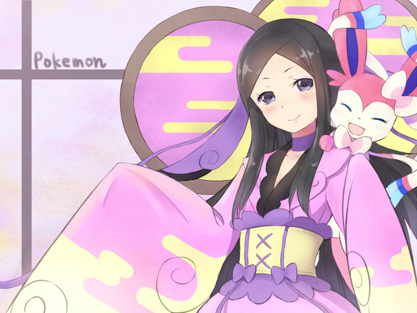 sylveon and valerie (pokemon and 1 more) drawn by k@ito90p
