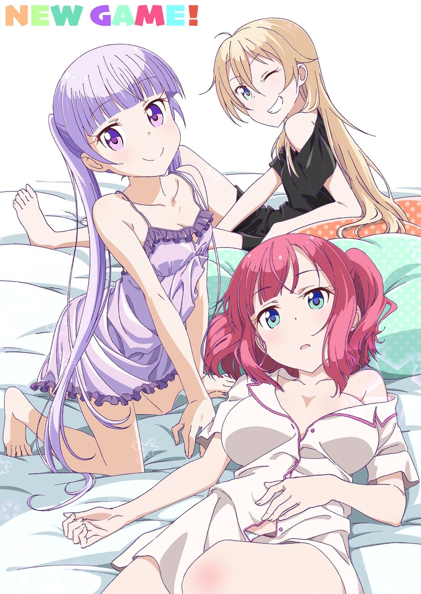 suzukaze aoba, yagami kou, and mochizuki momiji (new game!) drawn by makicha_(sasurainopink)