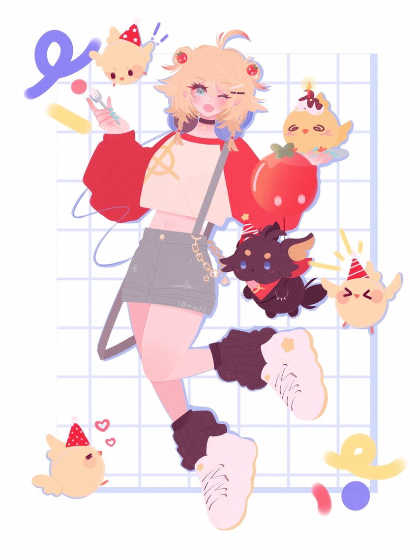 dokibird and doki amber doge (indie virtual youtuber) drawn by l0nari