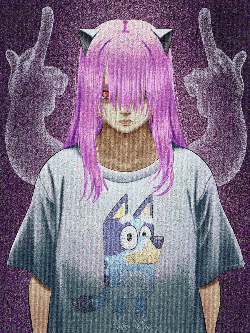 lucy and bluey heeler (elfen lied and 1 more) drawn by bombsahoy