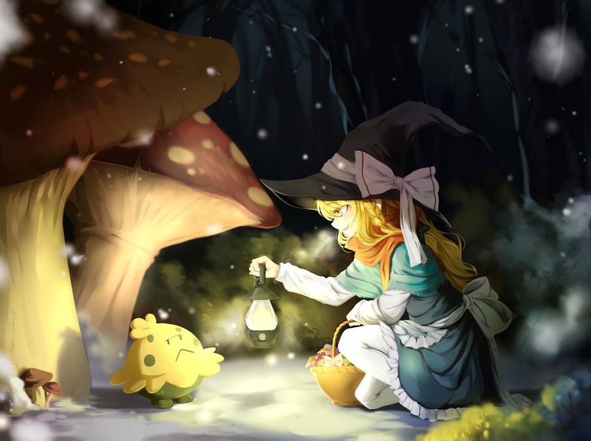 kirisame marisa and shroomish (touhou and 1 more) drawn by tendo_(zhazhatiantong)