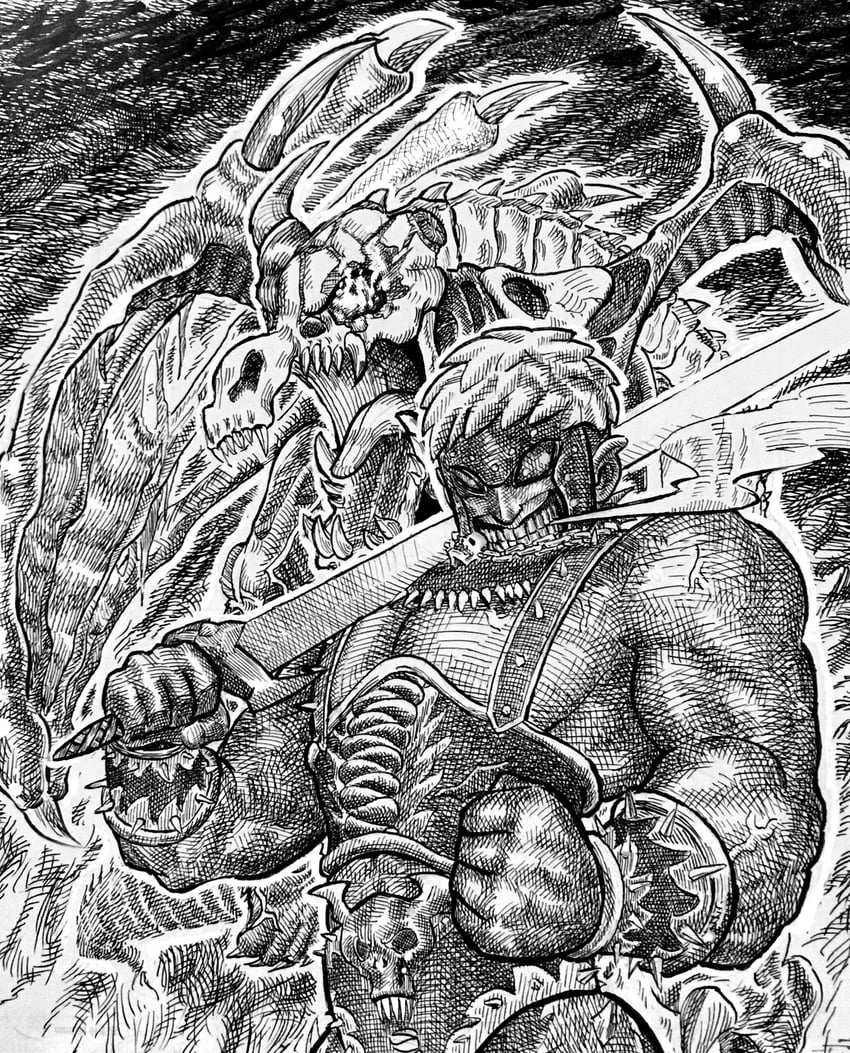 destrudo the lost dragon's frisson and dark grepher (yu-gi-oh!) drawn by sawan_cutman