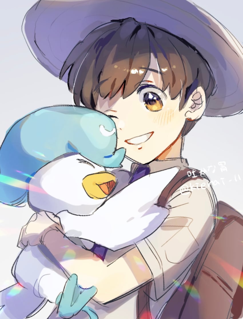 florian and quaxly (pokemon and 1 more) drawn by kienai_11