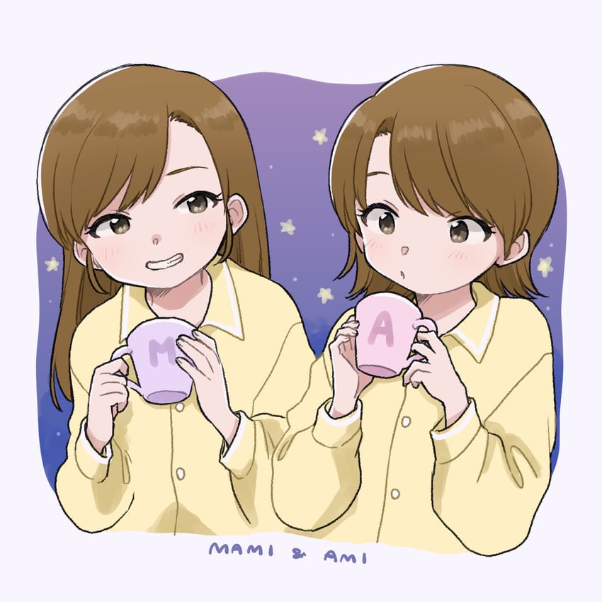 futami mami and futami ami (idolmaster) drawn by naruse_ill