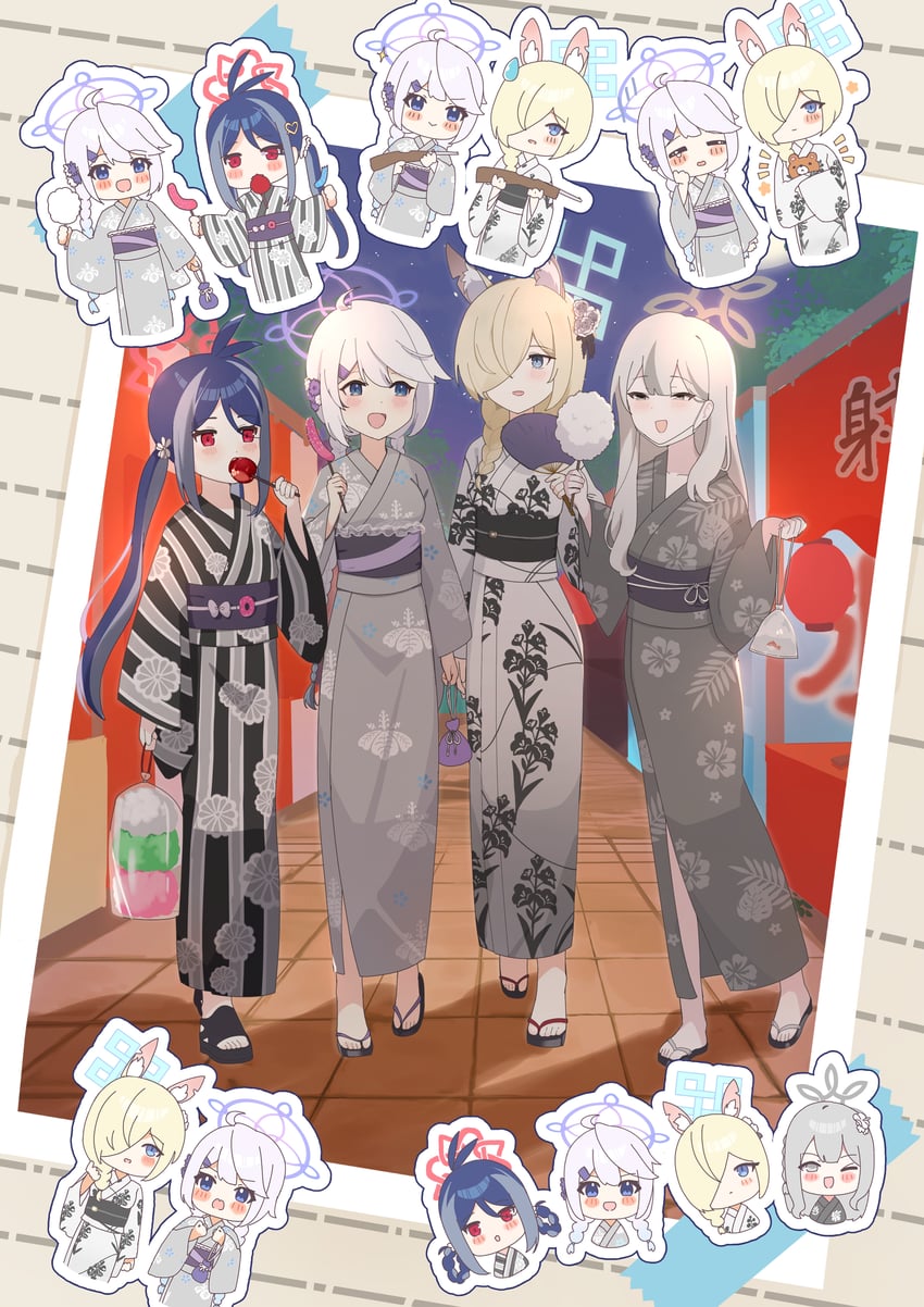kanna, fubuki, kirino, and konoka (blue archive) drawn by hituji03-24