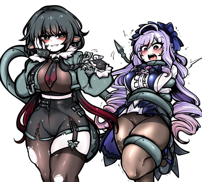 jane doe and vivian banshee (zenless zone zero) drawn by uncolorcube