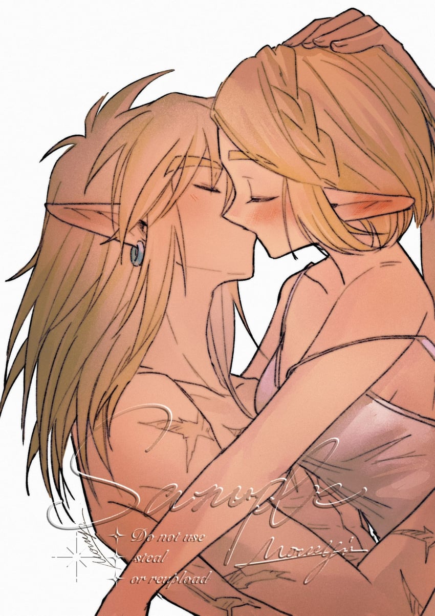 link and princess zelda (the legend of zelda and 1 more) drawn by mouyi