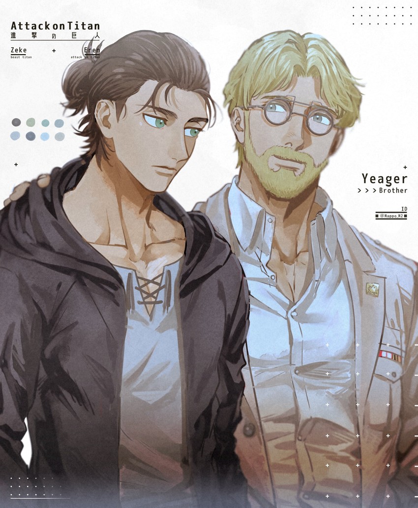 eren yeager and zeke yeager (shingeki no kyojin) drawn by mappo_m2