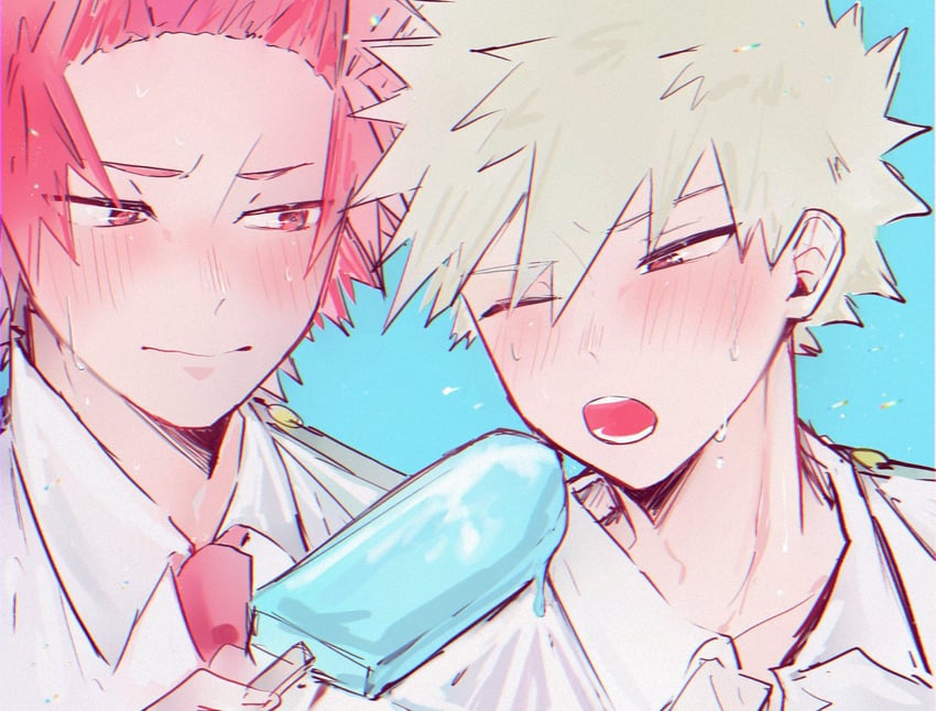 bakugou katsuki and kirishima eijiro (boku no hero academia) drawn by hane11254