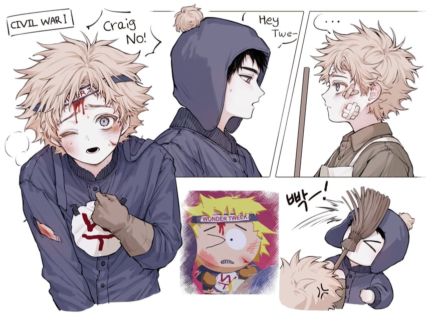 craig tucker, tweek tweak, wonder tweek, and super craig (south park and 1 more) drawn by 0o0_w_o0