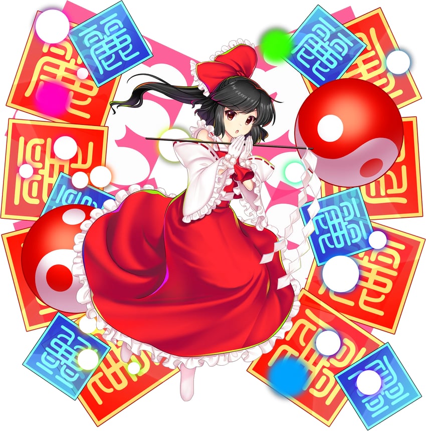 hakurei reimu (touhou and 2 more) drawn by rotte_(1109)