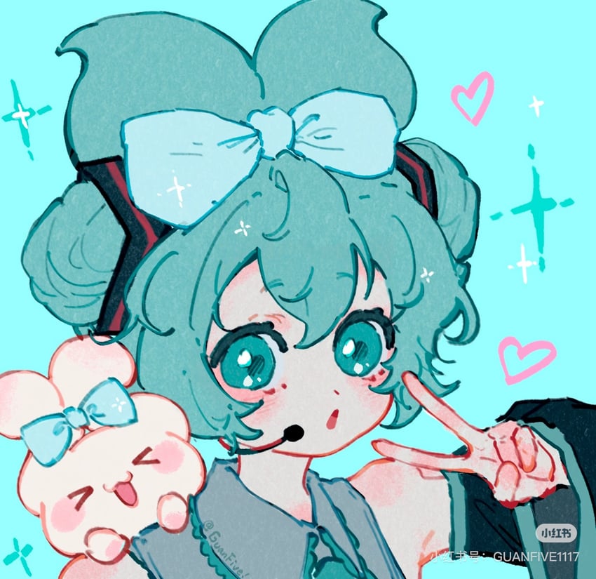 hatsune miku, cinnamoroll, and cinnamiku (vocaloid and 2 more) drawn by guanfive