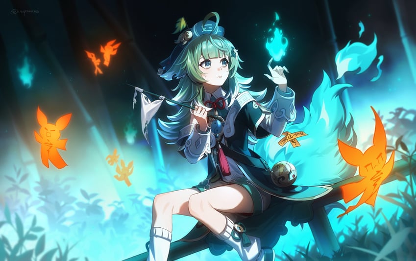 huohuo and tail (honkai and 1 more) drawn by weyowang
