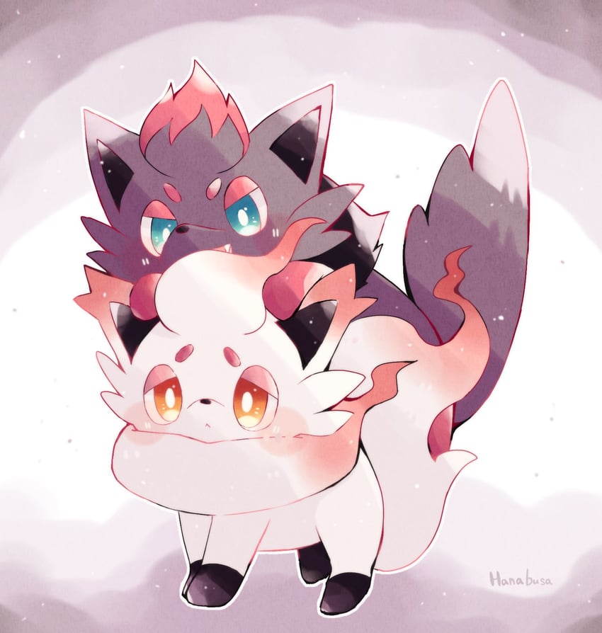 zorua and hisuian zorua (pokemon) drawn by hanabusaoekaki