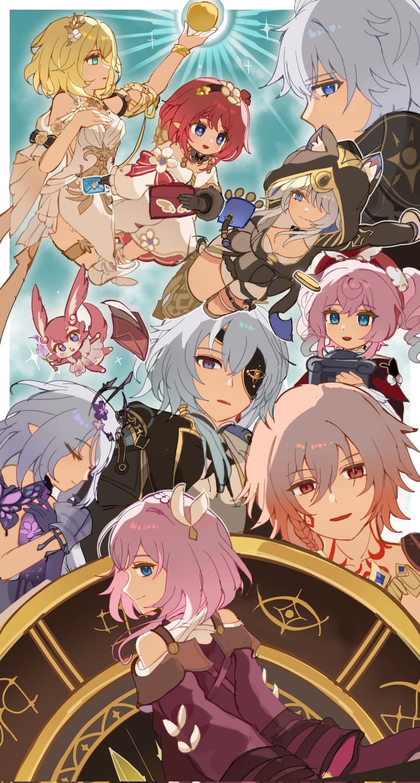 phainon, castorice, mydei, aglaea, anaxa, and 5 more (honkai and 1 more) drawn by ko_(assd_009)