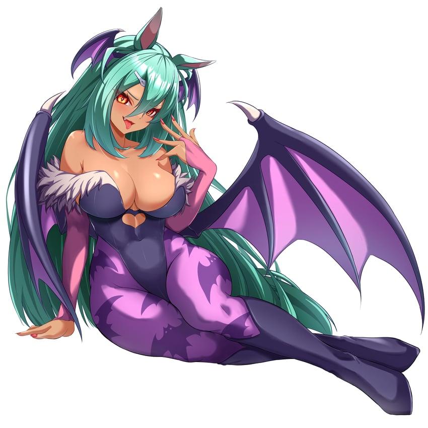 morrigan aensland and hishi amazon (umamusume and 1 more) drawn by eve_on_k
